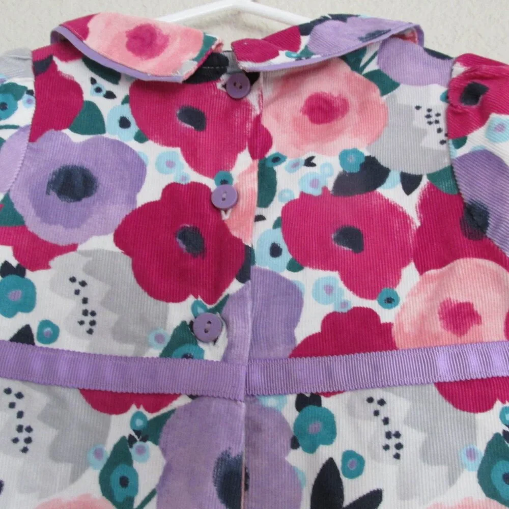 Gymboree Collared Dress Toddler Girls Size 2T Pink Floral Button Back Cap Sleeve